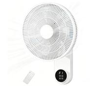 POCDOKYZ Ventilateur mural à économie d'énergie, cordon de 2 m, moteur silencieux 3 vitesses 50 W, minuterie 15 heures, pivotement 90° gauche-droite/45° haut-bas, télécommande incluse