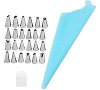 Poche à douille en silicone et 24 douilles pour décoration de gâteaux - Outils de pâtisserie - Pour gâteaux, desserts, cupcakes - Durabilité et mode