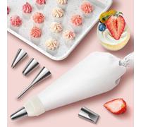 Poche à douille réutilisable en plastique de 40 cm avec 7 douilles et un adaptateur épaissi, douilles en acier inoxydable 18/8 pour la décoration de gâteaux et de tartes