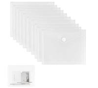 Poche A5 transparente perforée lot 10 × rabattable pour classeur/fichier - pochette document format A5, fermeture rabat, compatible anneaux 6 trous, rangement feuilles, reçus, fichiers