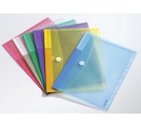 Poche de rangement A4 en plastique PP, avec fermeture velcro, perforée universellement, de couleurs variées, vendue par lot de 12, avec 5 pièces par paquet