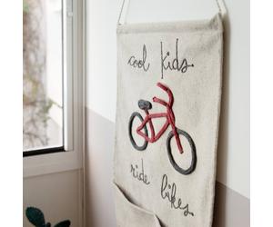 Poche Murale Suspendue Cool Kids Ride Bikes Naturel, Gris Foncé, Rouge Fon TU