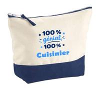 Pochette 100% Génial 100% Cuisinier - Pouch - Idée Pochette Rangement Cadeau Anniversaire Fête Original Famille Travail Départ Collègue Retraite Noël.