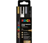 Pochette 4 Marqueurs Posca - Pc3m - Couleurs Festives - Pointe Fine - 0,9-1,3mm