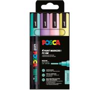 Posca Marqueur à pigment PC-5M Pointe moyenne Peinture à base d'eau Étui 4 couleurs douces