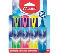 Maped Pochette 4 surligneurs Arctic Vibes – Pointe biseautée – Vert, Rose, Jaune, Bleu pailleté
