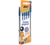 BIC Stylos bille Cristal - pointe moyenne 1 mm - encre bleue - Pochette de 5