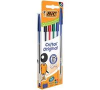 BIC Stylos bille Cristal – Pochette de 5, encres assorties
