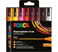 Pochette 8 marqueurs POSCA - PC5M - Couleurs chaudes - Pointe moyenne