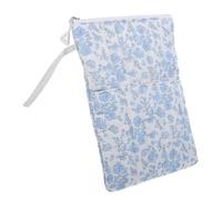 Pochette à Livres Fleurie A5 en Polyester Fermeture Éclair | Motif Bleu Floral, Doublure Douce, Pliable et Sûre, pour Cahiers et Petits Documents, Paquet et Transport