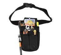 Pochette à Outils Organisateur, 25 X 13cm Pochette D'électricien Professionnel, Tissu Oxford Très Résistant, Sac de Ceinture de Jardin, Sac de Ceinture de Stockage de Matériel pour Plombiers (Noir)