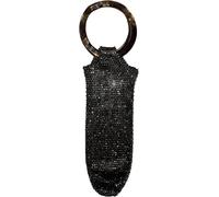 Pochette à vin en maille avec poignée en résine, strass scintillants, porte-bouteille de champagne, sac à main fourre-tout pour fête et usage quotidien, Noir , Unisexe