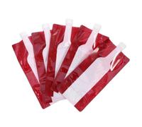 Pochette à Vin Portable Pliable 750ml en Plastique Rouge, Lot de 5 | Fermeture Étanche, Anti-chute, Format Voyage, pour Vin et Spiritueux, Usage Mobile, Conteneur Souple