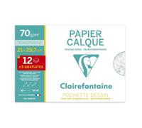 Pochette Calque - CLAIRE FONTAINE - 21x29,7 cm - 12 feuilles + 3 gratuites - 70/75g - Blanc