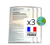 Pochette Carte Grise Transparente x3 (Fabriqué en France) Lot de 3 Porte Carte Assurance pour Documents Voiture Moto Permis Chasse Protection Transparente Etui Porte Papier Voiture (Garantie A Vie)