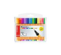 STABILO Feutre à pointe fine Point 88 Mini – Pochette de 18 feutres assortis – Étui plastique