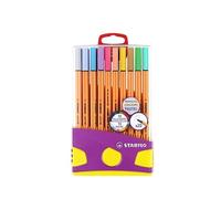STABILO Stylo feutre pointe fine Point 88 ColorParade – Étui 20 stylos assortis (10 pastel)