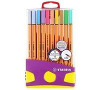 STABILO Stylo feutre pointe fine Point 88 ColorParade – Étui 20 stylos assortis (10 pastel)