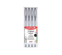 Pochette de 4 rollers encre gel uni-ball Signo argent - argent