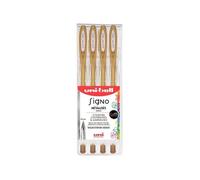 Pochette stylos roller gel Signo Métallisés - Ecriture moyenne 0,7 mm - Doré - 4 pcs