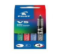 Pilot Pen - Stylo roller Hi-Tecpoint V5 - Pointe fine 0,5 mm - Pochette de 4 couleurs assorties