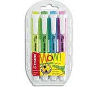 STABILO Surligneurs Swing Cool – couleurs fluo assorties – Pochette de 4