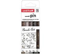 Pochette De 5 Feutres - Dessin Et Écriture - Pointe Pinceau - Uni-Ball - Uni Pin - Brush Art