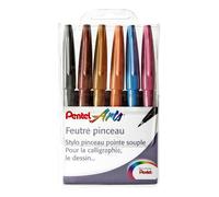 Pochette de 6 feutres pinceau Pentel Brush Sign Pen Artist