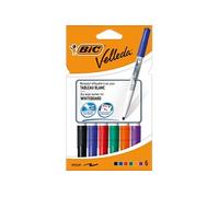 BIC Feutres pour tableau blanc Velleda 1741 – Effaçables à sec, pointe conique moyenne, pochette 6