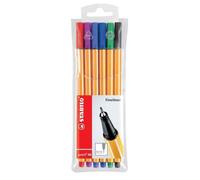 Pochette de 6 Stylo-Feutre POINT 88 Pointe Fine 0,4 mm couleurs assorties