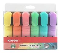 Pochette De 6 Surligneurs Pointe Biseautée Couleurs Pastels Kores Bright Liner