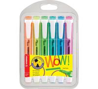STABILO Surligneur Swing Cool – Pointe biseautée 1 et 4 mm – Pochette 6 surligneurs fluo assortis