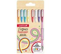 Pochette de 8 stylos roller Uni Ball Signo Pastel 0,7 mm