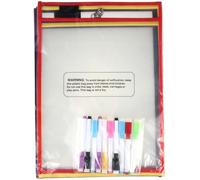 Pochette de Classement Réutilisable Transparente Pet, Effaçable à Sec | Porte-marqueur et Œillet D’angle Métal, Facile à Essuyer, Usage Bureau et Scolaire Couleur Aléatoire