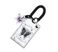 Pochette de protection transparente avec fermeture coulissante pour cartes, motif papillon noir