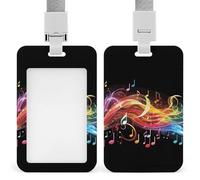 Pochette de protection verticale robuste en plastique étanche pour badge d'identification avec note de musique arc-en-ciel, pour infirmière, enseignante, bureau, femme et homme