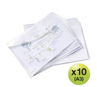 Pochette de rangement à bouton pression Rapesco A3 transparentes - Lot de 10