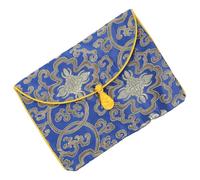 Pochette de Rangement Brocart Bleu, pour Livres de Musique | Style Zen et Ethnique Vintage, Accès Pratique, Protège le Contenu, pour École et Bureau