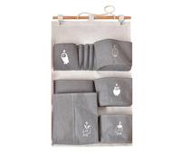 Pochette de Rangement en Coton Lin à Compartiments Multiples, Suspendue | Mural, Derrière la Porte, Cuisine et Garde-manger, Organise les Articles Divers avec Style Simple