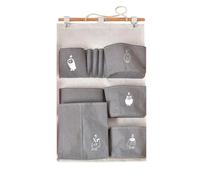 Pochette de Rangement Mural en Coton Lin avec Compartiments Multiples | Cuisine, Derrière la Porte, pour Clés et Petits Objets, Style Simple