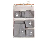 Pochette de Rangement Murale à Compartiments Multiples en Coton Lin | Suspendu Derrière la Porte, pour Clés et Peignes, Style Simple