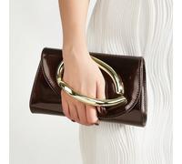Pochette de soirée charmante grande capacité, sangle à chaîne brillante, design à rabat à la mode, sac à main de luxe en cuir PU miroir de couleur unie pour mariage et fête, sac bandoulière à chaîne p