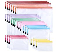 Pochette Document Zippée 24Pcs OctBird Pochette Plastique Zippée Pochettes Rangement Transparents avec Fermeture Dossier Sachets Documents Pochettes de Classement Voyage, Maison, Bureau, 8 Tailles