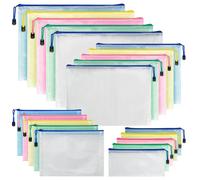 Pochette Document Zippée A3+A4+A5+A6, 20 Pièces Pochette Rangement Fermeture, PVC Imperméable Transparentes Document Dossier, Plastique Zippée Maille pour Bureau, Papier, Cosmétiques,Voyage