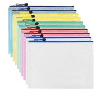 Pochette Document Zippée A3,Pochette Zippée 5 Couleurs PVC Transparentes Document Dossier,Mesh Zipper Pouch pour Voyage,pour Bureau,Voyage, Fournitures(10PCS), Vert, Jaune