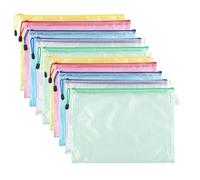 Pochette Document Zippée A4,Pochette Zippée 5 Couleurs PVC Transparentes Document Dossier,Mesh Zipper Pouch pour Voyage,Bureau,Fournitures(10Pcs)