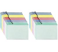 Pochette Document Zippée A4,Pochette Zippée 5 Couleurs PVC Transparentes Document Dossier,Mesh Zipper Pouch pour Voyage,pour Bureau,Voyage, Fournitures(10PCS) (Lot de 2)
