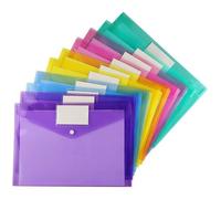 Pochette Documents, 10 Pochettes A4 5Couleurs Différentes, Avec Bouton-Pression et Pochette Pour Cartes de Visite,pour le Classement