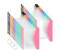 Pochette en plastique imperméable Classeur de poche A4, 24 pièces, dossiers extensibles, enveloppes imperméables, classeurs à bouton-pression transparent, for l'école et le bureau(Style A 24 Pcs)