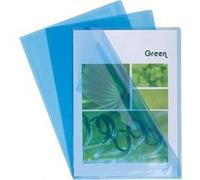 Chemise coin plastique Exacompta A4 polypropylène 13/100e transparente - Paquet de 100 - Bleu